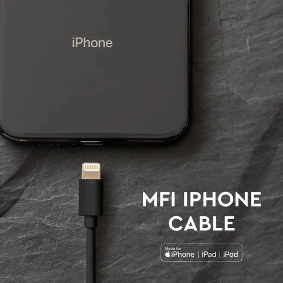 Iphone Cable Black With MFI Licence