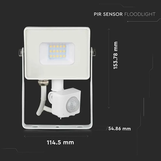 10W LED Sensor Floodlight SAMSUNG CHIP Cut-OFF Function White Body 6400K