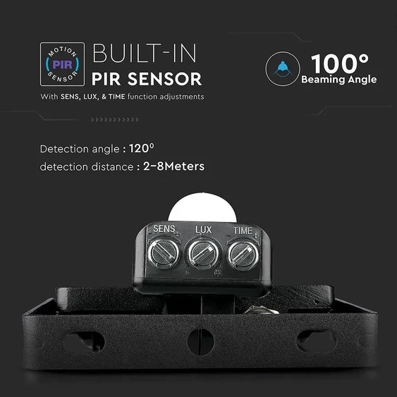 10W LED Sensor Floodlight SAMSUNG CHIP Cut-OFF Function Black Body 4000K