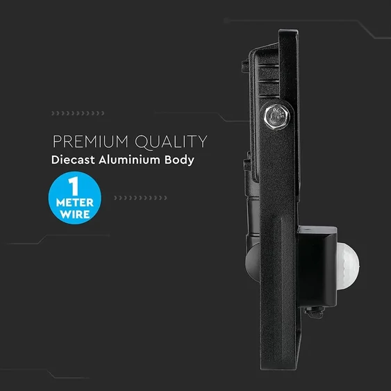 10W LED Sensor Floodlight SAMSUNG CHIP Cut-OFF Function Black Body 4000K