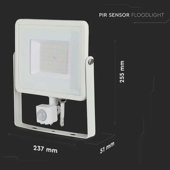 50W LED Sensor Floodlight SAMSUNG CHIP Cut-OFF Function White Body 3000K