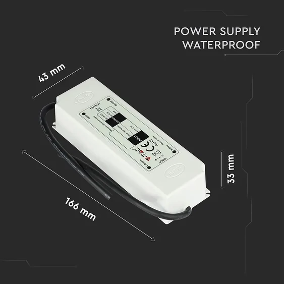 LED Plastic SLIM Power Supply - 75W 12V IP67