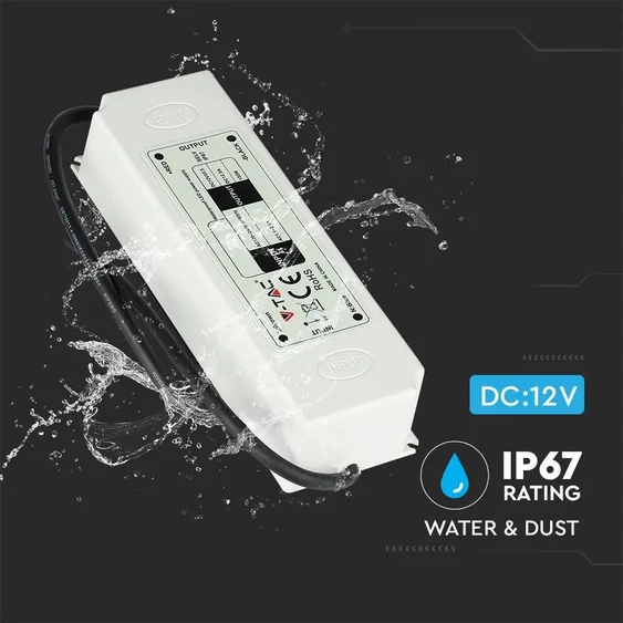 V-TAC műanyagházas IP67 LED tápegység 12V 75W 6A - SKU 3235