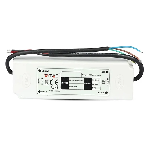 V-TAC műanyagházas IP67 LED tápegység 12V 75W 6A - SKU 3235