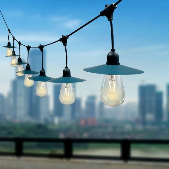 V-TAC napelemes LED fényfüzér 15 db ST64-es formájú égőkkel, 15 méter hosszú - SKU 23034