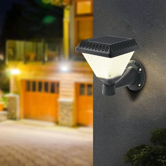 LED Sollar Wall Light With RF Control 3in1 IP44 Black Body