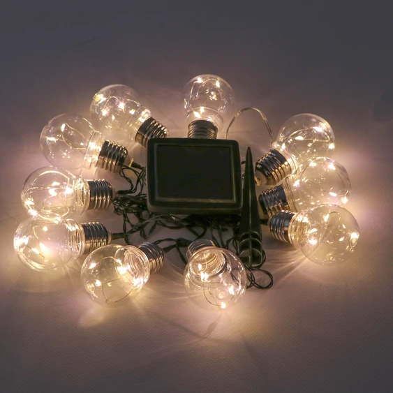 V-TAC napelemes LED party fényfüzér 2m 10db fényforrással - SKU 8559