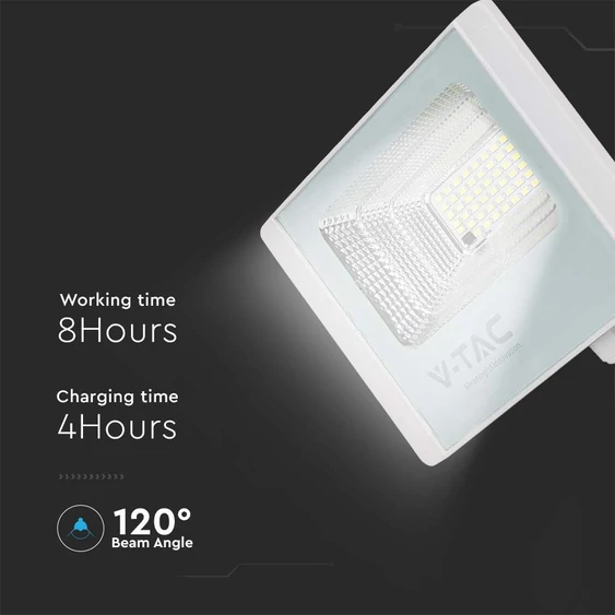 V-TAC napelemes LED reflektor 35W hideg fehér 15000 mAh, fehér házzal - SKU 23019