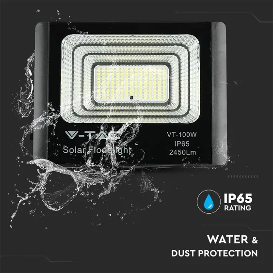 V-TAC napelemes LED reflektor 35W hideg fehér 15000 mAh, fekete házzal - SKU 94012