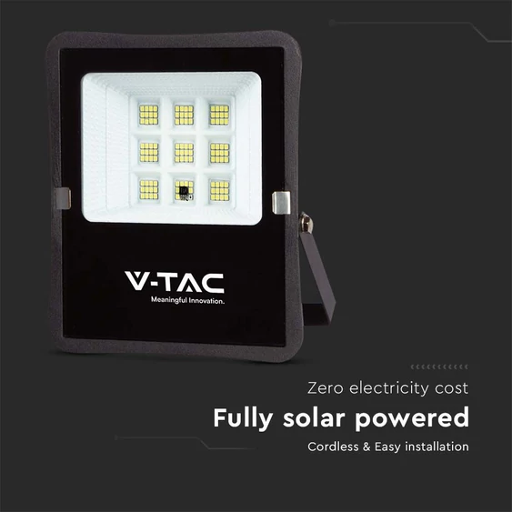 V-TAC napelemes LED reflektor 6W hideg fehér, 400 Lumen - SKU 6964