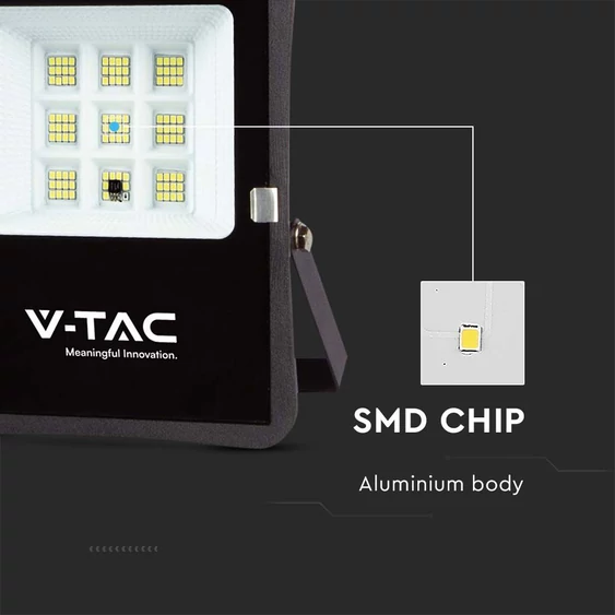 V-TAC napelemes LED reflektor 6W hideg fehér, 400 Lumen - SKU 6964