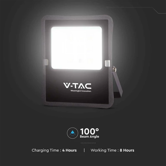 V-TAC napelemes LED reflektor 6W hideg fehér, 400 Lumen - SKU 6964