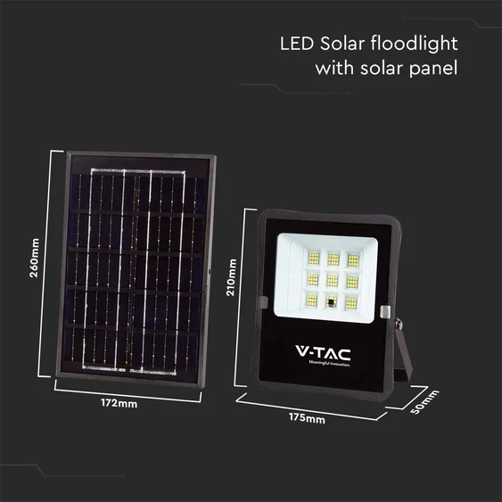 Solar LED Floodlight, 400 Lumen, 4000K, with remote