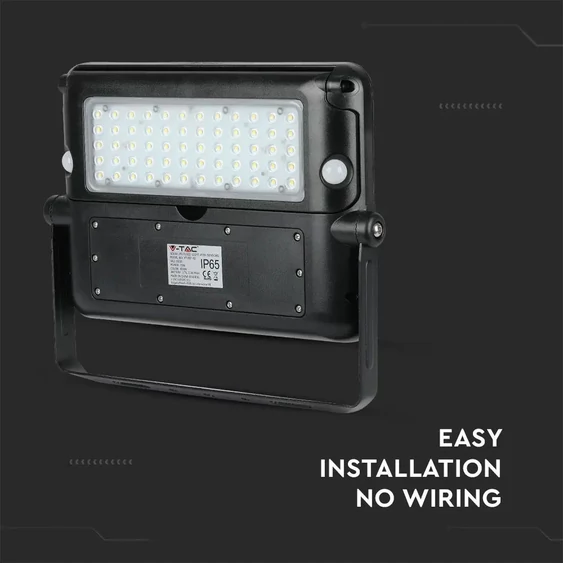 V-TAC napelemes mozgásérzékelős LED reflektor 10W természetes fehér 110 Lm/W - SKU 9869