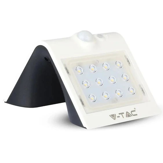 V-TAC napelemes, mozgásérzékelős LED reflektor, fehér, 1.5W természetes fehér - SKU 8276
