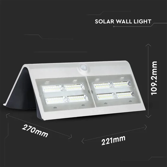 V-TAC napelemes, mozgásérzékelős LED reflektor, fehér, 7W természetes fehér - SKU 8278