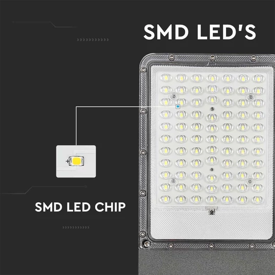 V-TAC Napelemes utcai térvilágító, 3000 Lumen, hideg fehér, Bridgelux SMD LED - SKU 10227