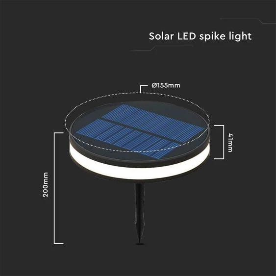 V-TAC napelemes 1.8W leszúrható LED lámpatest, meleg fehér, IP54 - SKU 23015