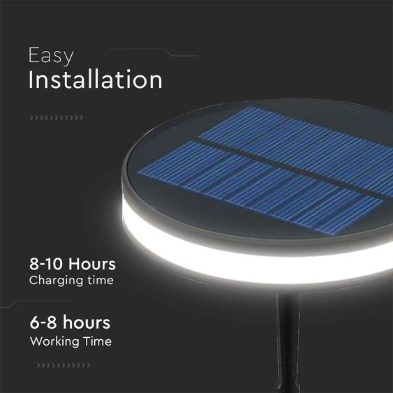 V-TAC napelemes 1.8W leszúrható LED lámpatest, meleg fehér, IP54 - SKU 23015