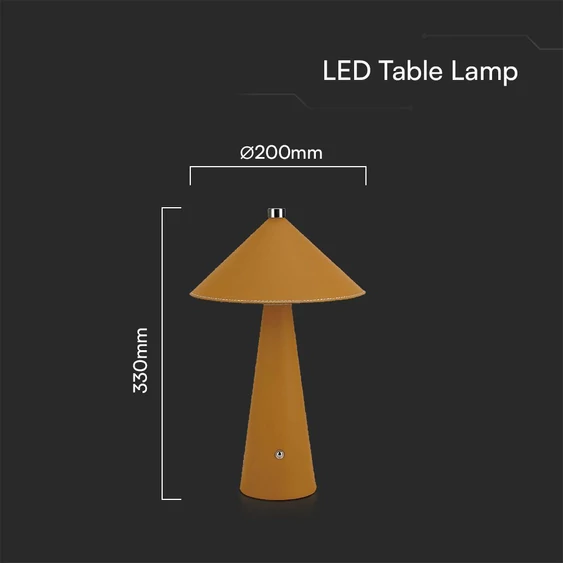 V-TAC okkersárga műbőr asztali akkumulátoros LED lámpa, állítható színhőmérséklettel - SKU 23415