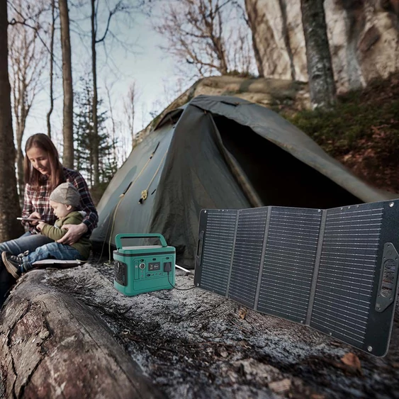 Foldable Solar panel for portable power station, 2x120W with 2in1 cable