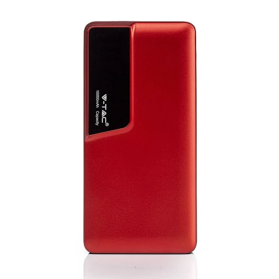V-TAC piros, 10000mAh powerbank, kijelzővel - SKU 8871