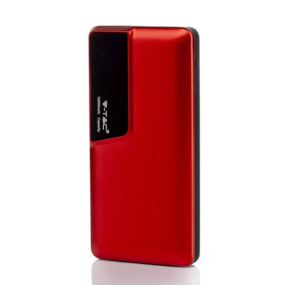 V-TAC piros, 10000mAh powerbank, kijelzővel - SKU 8871