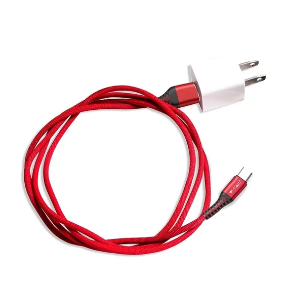 V-TAC piros, USB - Type-C 1m hálózati kábel - SKU 8634