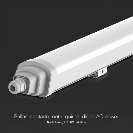 V-TAC polikarbonát LED lámpa 60cm 18W IP65 hideg fehér 120 Lm/W (GT-Széria) - SKU 23392