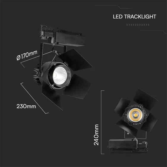 V-TAC PRO COB LED sínes színpadreflektor 33W CRI>90 természetes fehér - SKU 21372