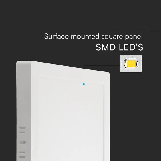 V-TAC PRO felületre szerelhető, műanyag IP20, négyzet LED panel 12W, hideg fehér - SKU 104971