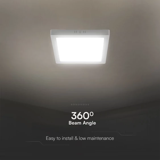 V-TAC PRO felületre szerelhető, műanyag IP20, négyzet LED panel 12W, hideg fehér - SKU 104971