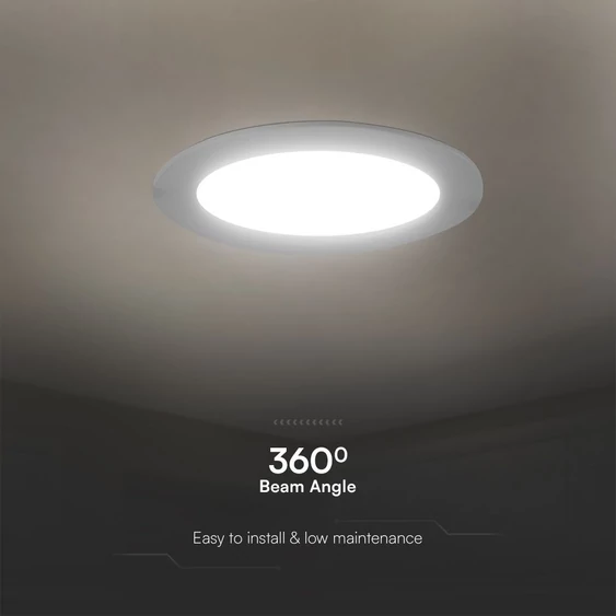 V-TAC PRO süllyeszthető, műanyag IP20, kerek LED panel 12W, természetes fehér - SKU 78621
