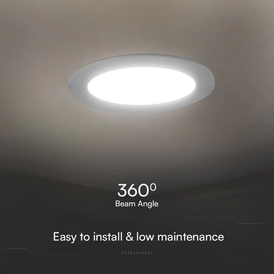V-TAC PRO süllyeszthető, műanyag IP20, kerek LED panel 24W, meleg fehér - SKU 78671