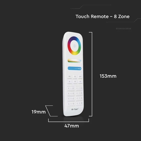 V-TAC RGB+CCT 8 zónás rádiófrekvenciás LED szalag távirányító - SKU 2921