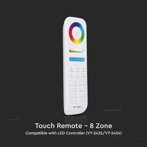 V-TAC RGB+CCT 8 zónás rádiófrekvenciás LED szalag távirányító - SKU 2921