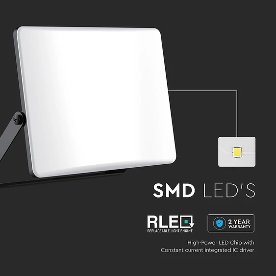 V-TAC RLE 30W LED reflektor, állítható színhőmérséklettel, fekete házzal, tejüveg búra - SKU 23769