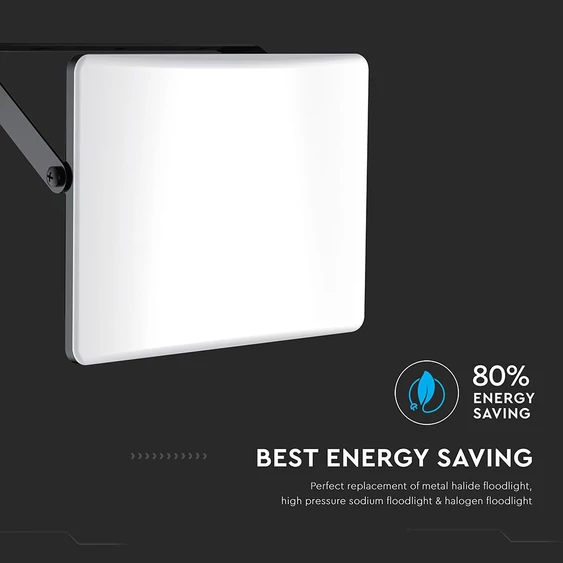 V-TAC RLE 50W LED reflektor, állítható színhőmérséklettel, fekete házzal, tejüveg búra - SKU 23768