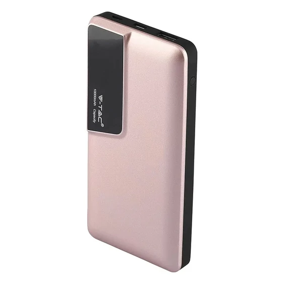 V-TAC rózsaarany, 10000mAh powerbank, kijelzővel - SKU 8873