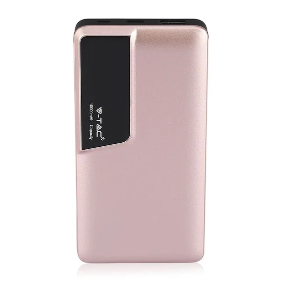V-TAC rózsaarany, 10000mAh powerbank, kijelzővel - SKU 8873