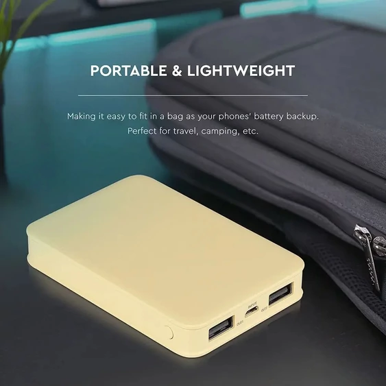 V-TAC sárga, 5000mAh powerbank, jelzőfénnyel - SKU 8196