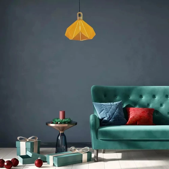 Pendant Light Pastel Wooden Prism Yellow 320*270mm