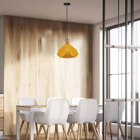 Pendant Light Pastel Wooden Prism Yellow 320*270mm