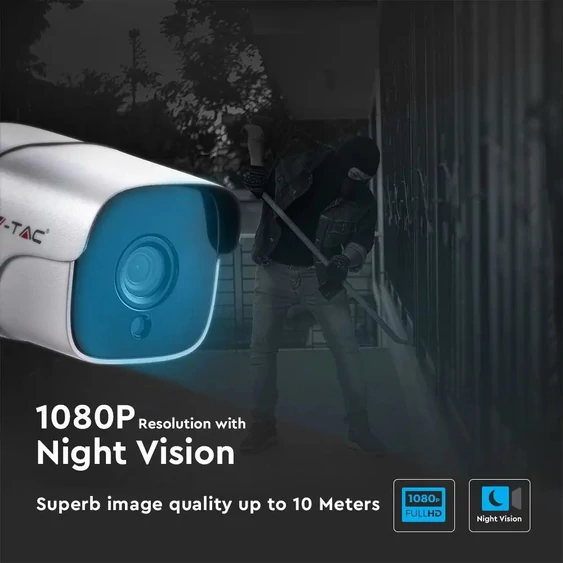 V-TAC Smart - kültéri, IP biztonsági kamera, 1080p - SKU 8478