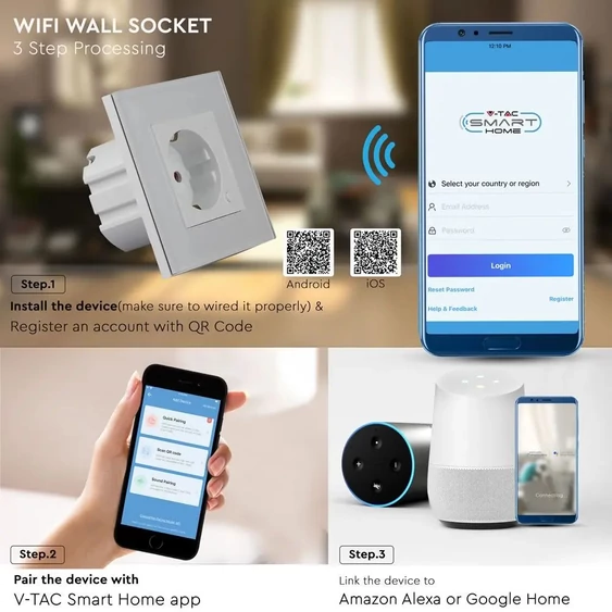 EU WIFI Wall Socket White