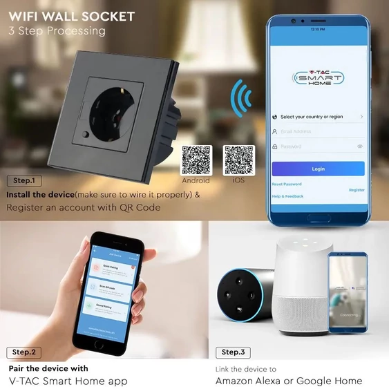 EU WIFI Wall Socket Black