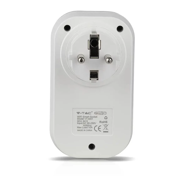 V-TAC Smart - okostelefonnal kapcsolható, WiFi-s, konnektor, dugalj - SKU 8415