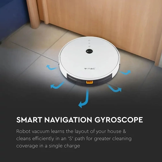 V-TAC Smart - okostelefonról irányítható, fehér robotporszívó - SKU 8649