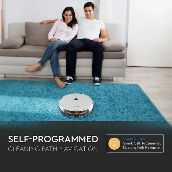 V-TAC Smart - okostelefonról irányítható, fehér robotporszívó - SKU 8649