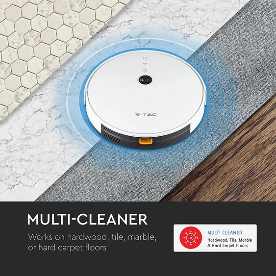 V-TAC Smart - okostelefonról irányítható, fehér robotporszívó - SKU 8649